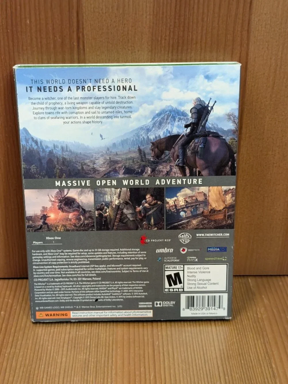The Witcher 3 Wild Hunt Microsoft Xbox One w/Bonus Content Soundtrack & Map LNUC
